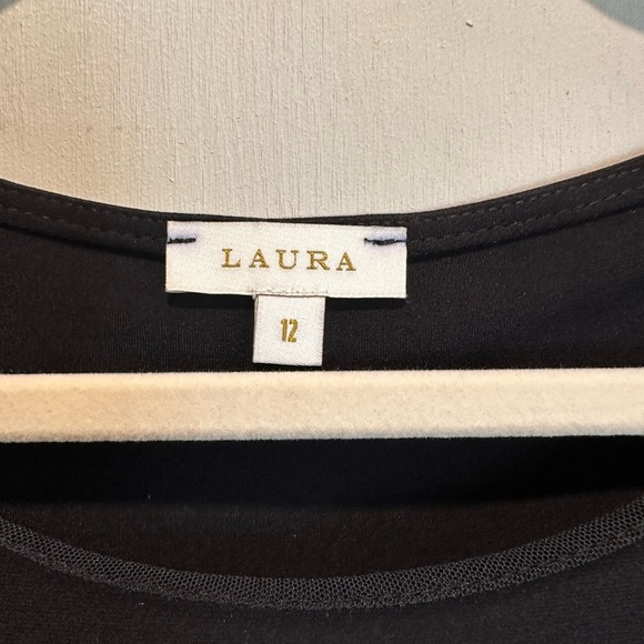 Elegant Black Dress with Floral Sleeves by Laura - Picture 4 of 6